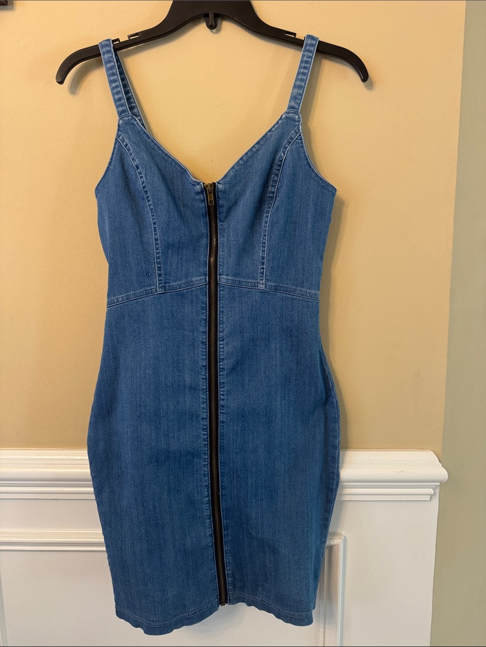 Haute Monde Blue Denim Zip-Front Mini Dress